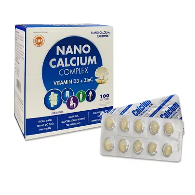 Viên uống bổ sung canxi, vitamin Nano Calcium Complex Vitamin D3+ZinC (Tradiphar Hộp 10 vỉ x 10 viên )